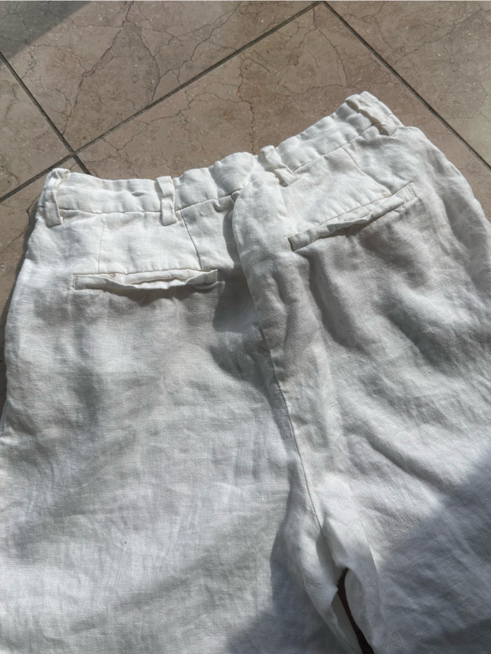 White Linen High Rise Pants - Picture 3 of 3